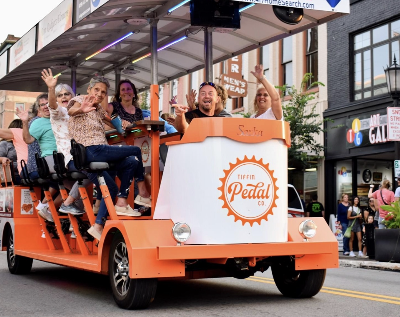 guests, party bike, downtown, fun